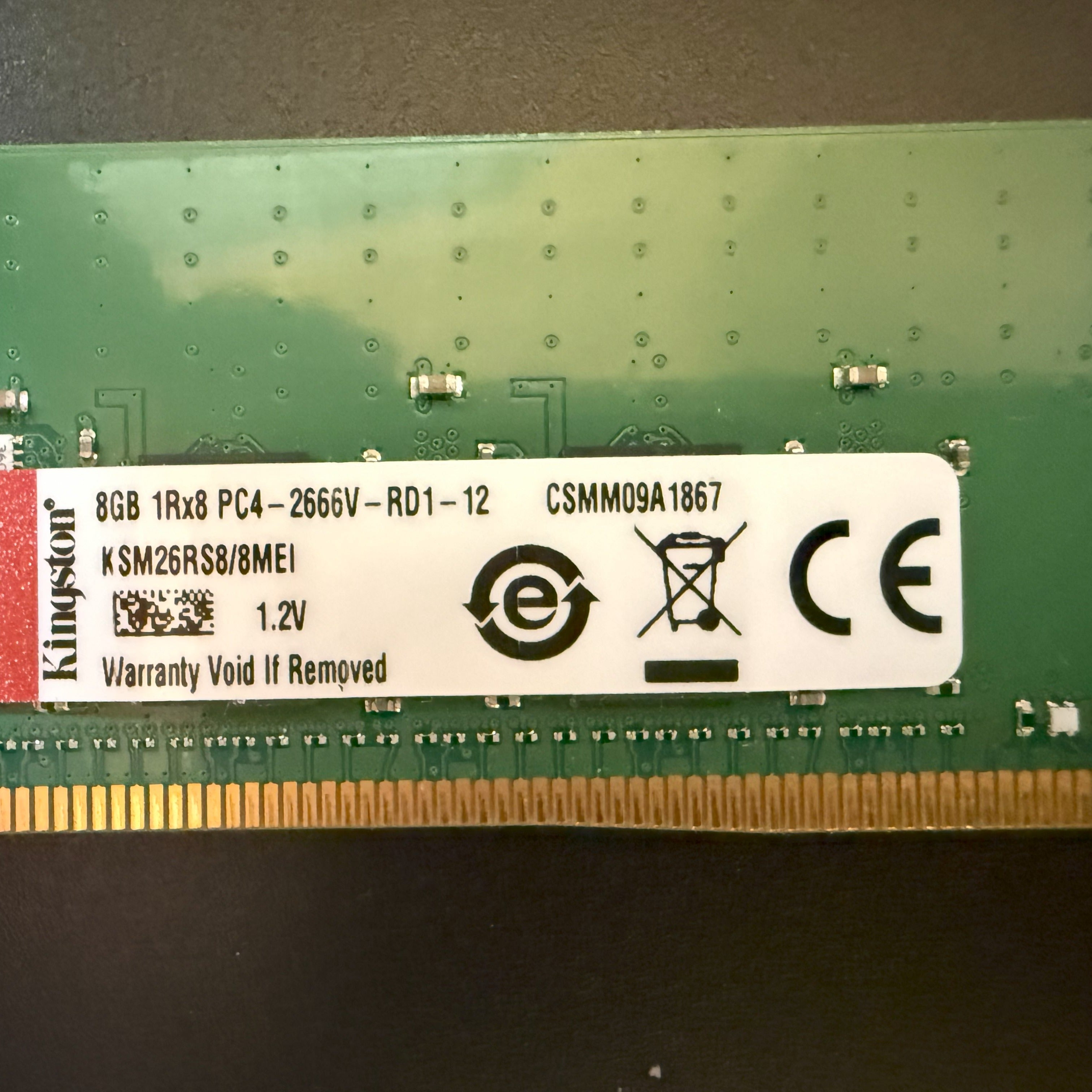 Kingston 8GB DDR4 1Rx8 PC4-2666V RDIMM ECC