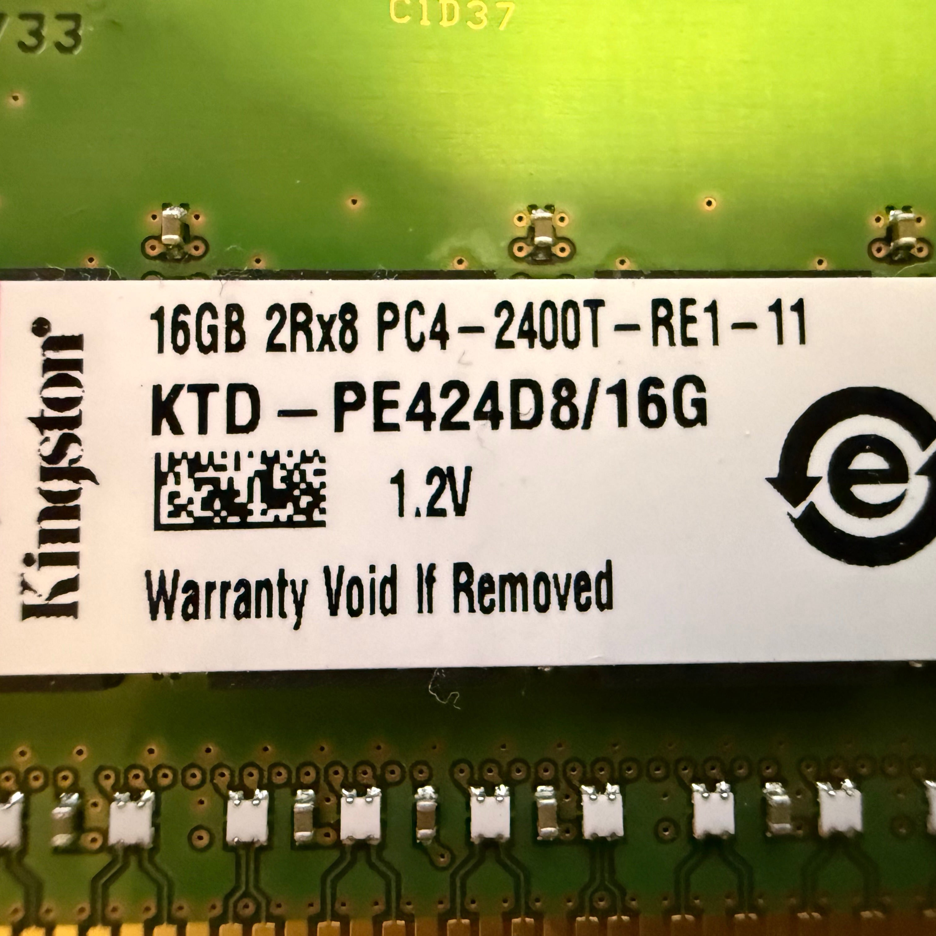 Kingston 16GB DDR4 2Rx8 PC4-2400T RDIMM ECC